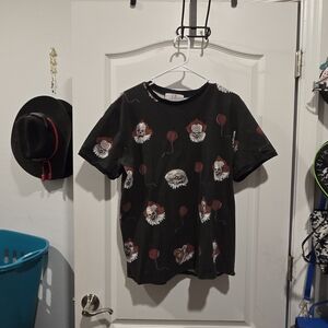 Vixen by Micheline Pitt Black T-Shirt with Clown and Balloon Print